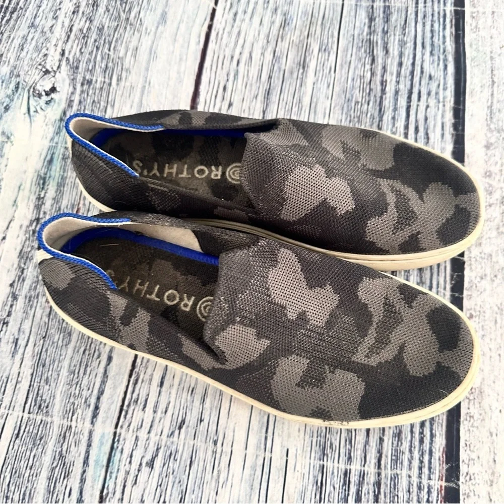Rothy’s Gray Camo Slip on Sneakers
